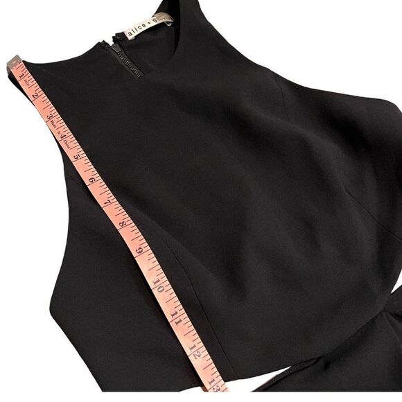 Alice Olivia Cara Jumpsuit 0 Black Cutout Crepe Pleated Sleeveless Wide Leg Fall - Picture 7 of 16